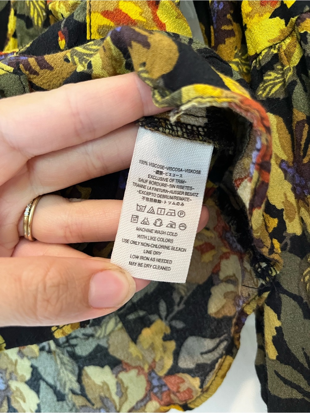 Free People Autumn Floral V Neck Peplum Button Blouse Size 2 Boho Whimsy - Picture 6 of 7